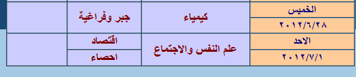 جدول بث مراجعات ليلة الإمتحان - الصف الثالث الثانوى مصر